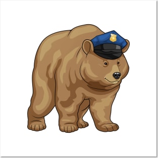 Bear Cop Police hat Police Posters and Art